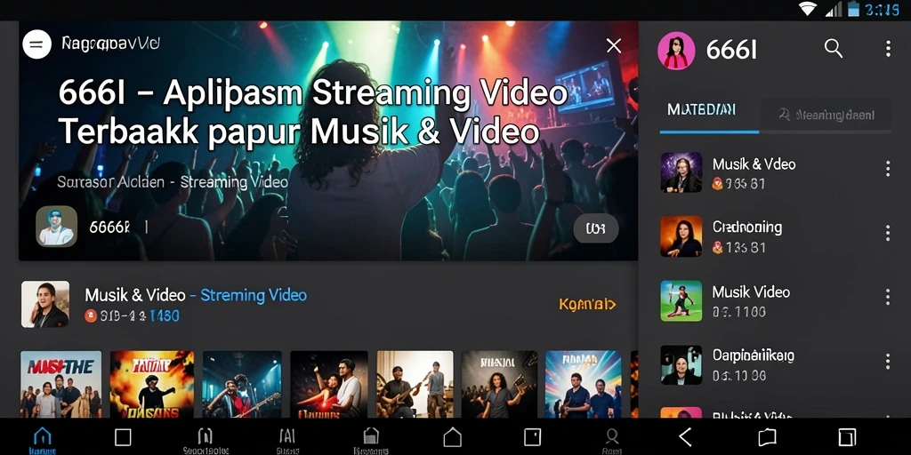 Tampilan antarmuka aplikasi Streaming Video 666I yang intuitif dan menarik.
