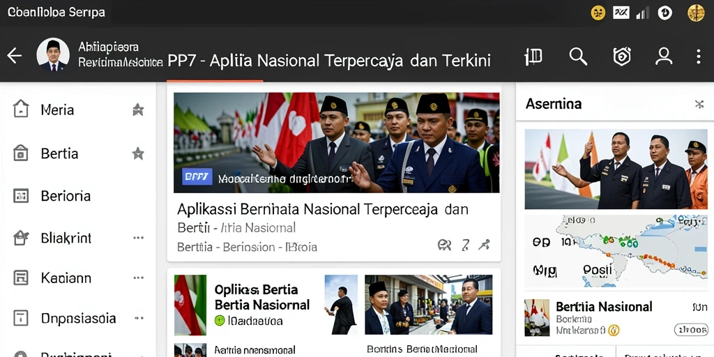 Antarmuka aplikasi PP7 yang menampilkan berita nasional terkini.